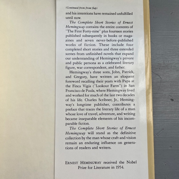 The Complete Short Stories of Ernest Hemingway, hard-cover, 1987 - Picture 11 of 14